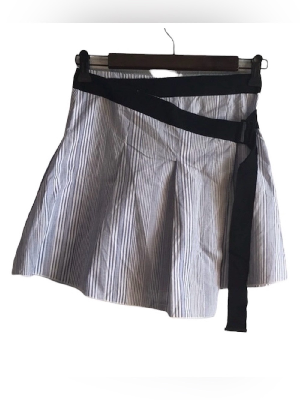 Seek The Label Stripe Oxford Pleated Wrap Mini Skirt Size S New with Tag